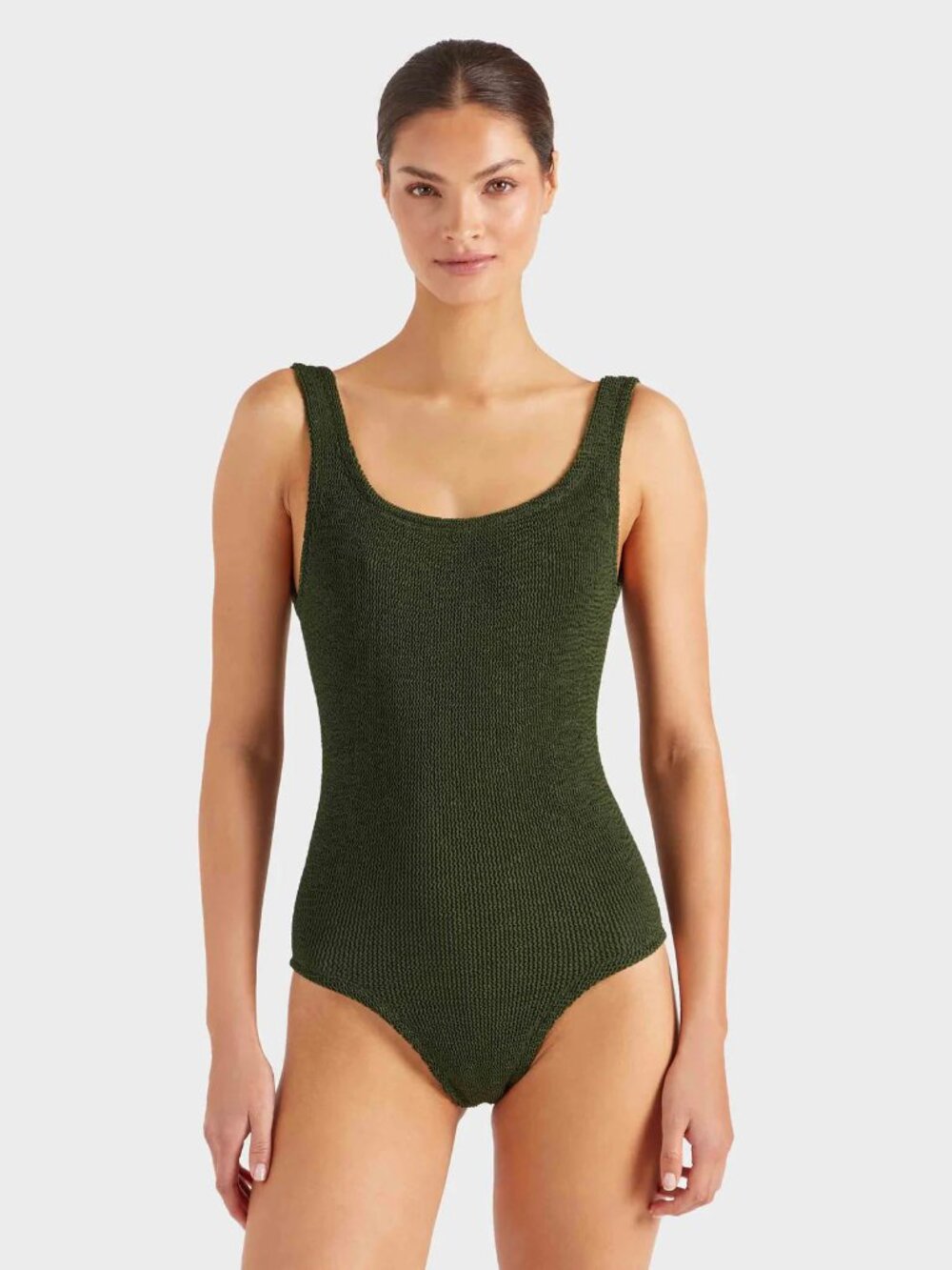 Hunza G / One Piece Coverage Square Neck Swim / Metallic Khaki - One Size